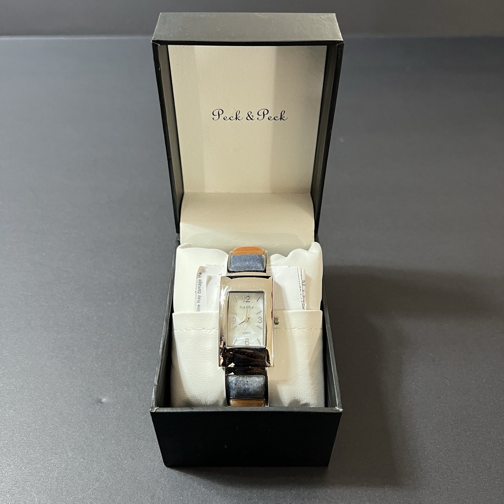 Peck & Peck Women's Watch PCP29 Stones Inlay Band Stainless Steel New